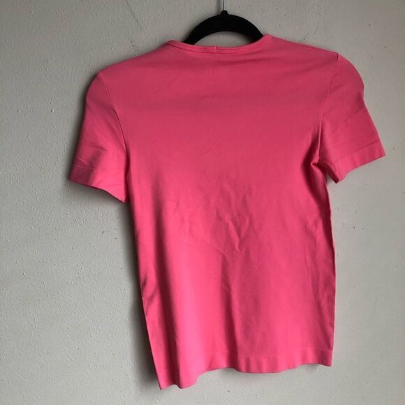 Revolve HELMUT LANG Pink Stretch Jersey Crew Neck Fitted T-shirt XS/S Y2K - Picture 7 of 12